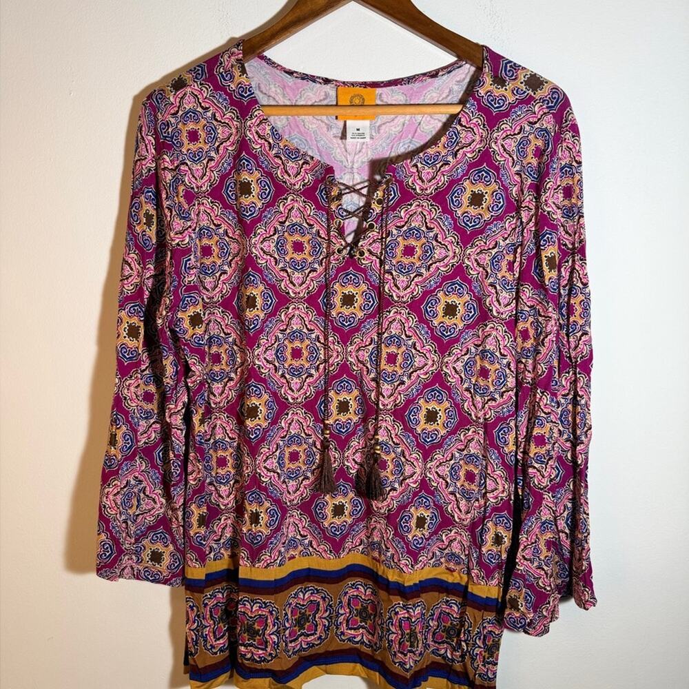 Bohemian Pink Patterned Women's Top